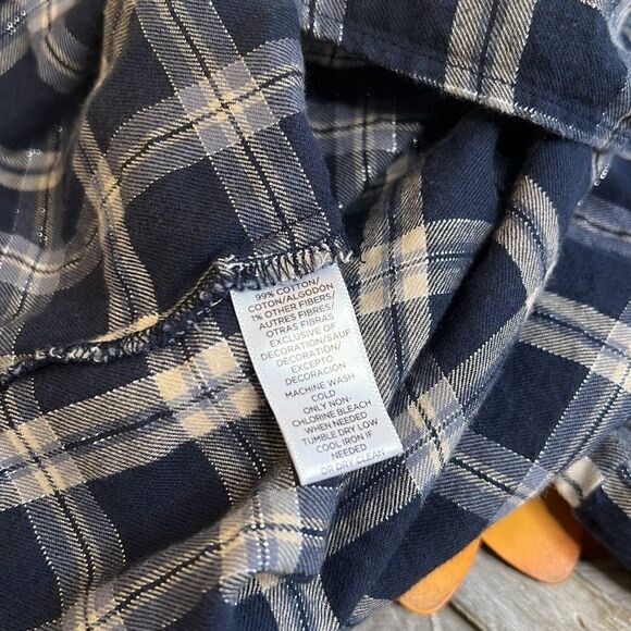 LOFT Off The Shoulder Plaid Flare Sleeves Shirt Top Blouse Boho Hippie Small - Picture 8 of 8